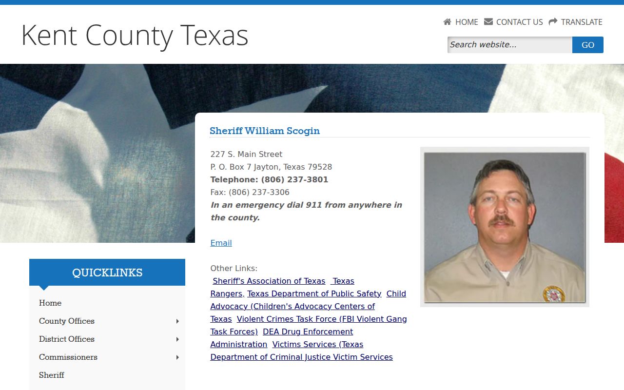 Kent County arrest lookup contact on the Sheriff office page
