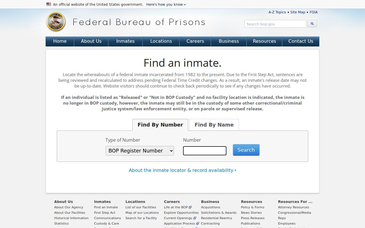 Federal custody locator route for a Jayton criminal record search