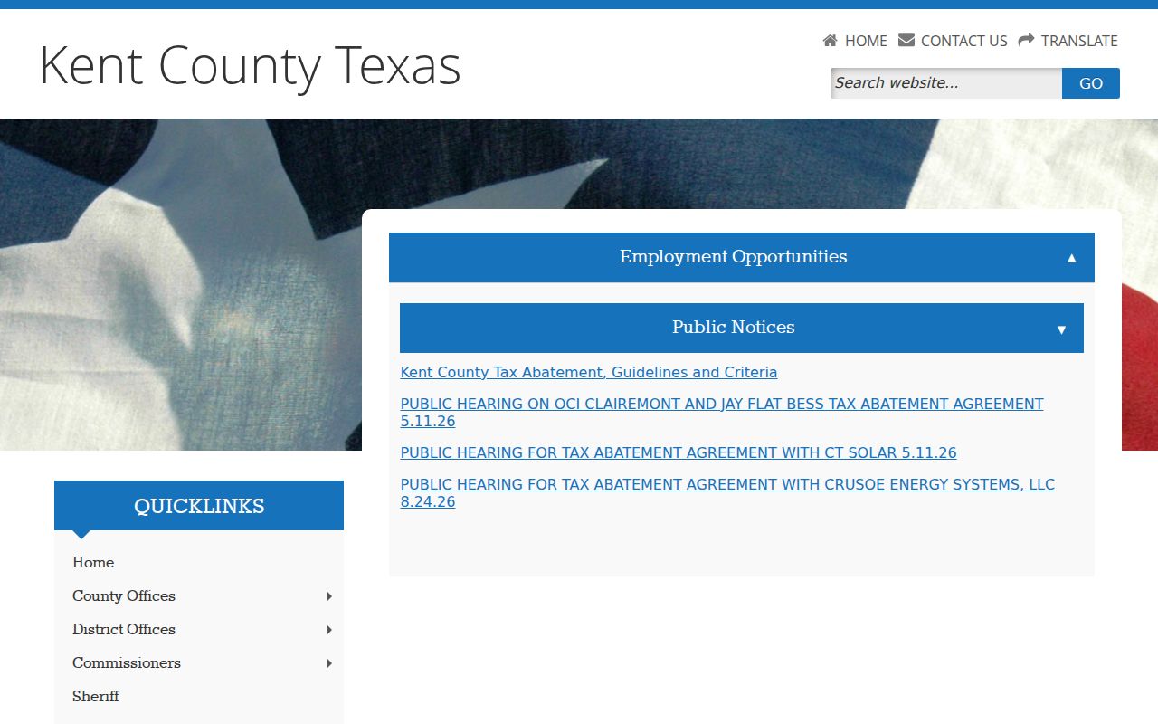 Kent County public notices relevant to Jayton public record access