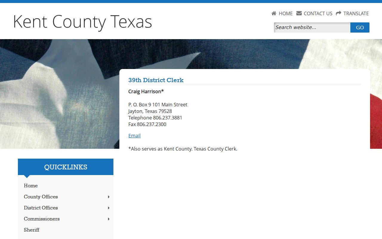 Kent County criminal court case contact on the District Clerk page