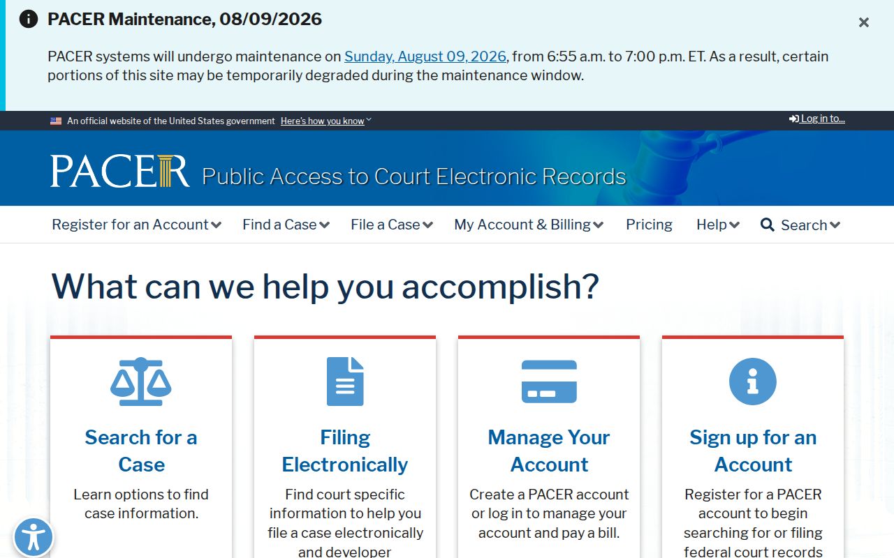 PACER federal case access separate from Kent County criminal court cases